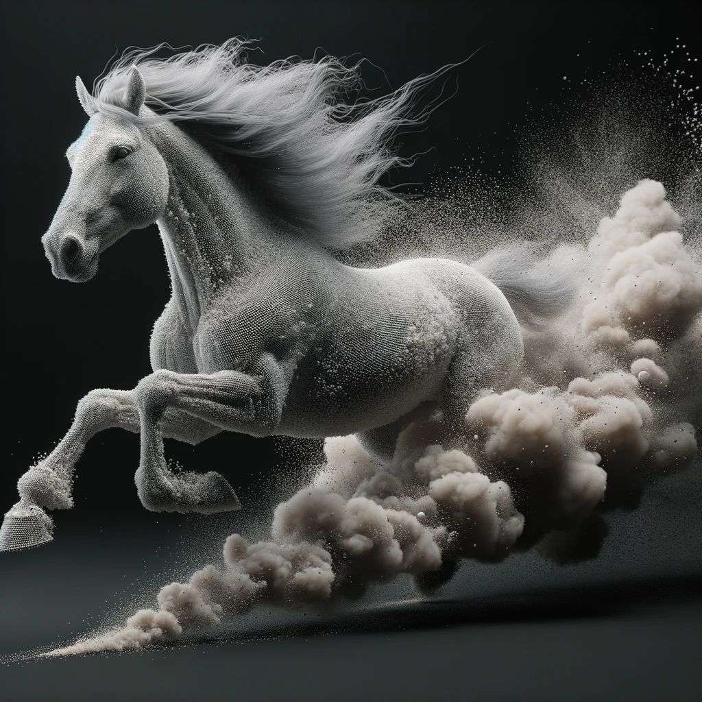 a horse, particle simulation, Octane render